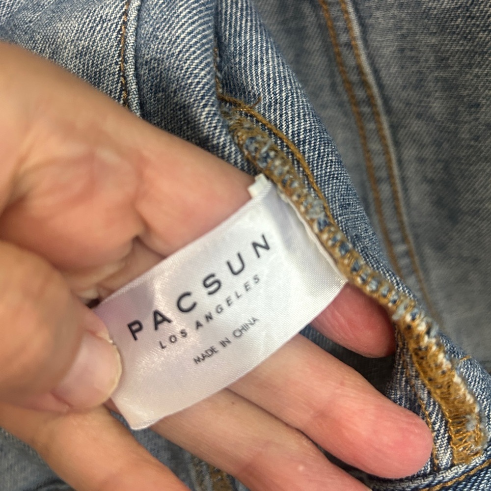 EUC PacSun cropped Blue Denim Jacket with Brown Corduroy Collar size M. So soft! - Picture 5 of 10